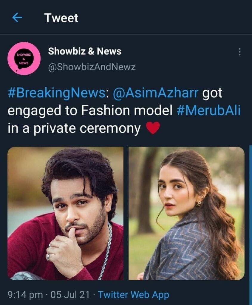 Are Asim Azhar and Merub Ali Engaged?